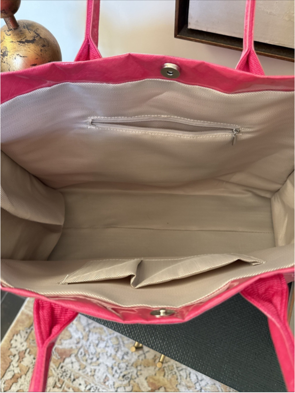 KALIDI Tote Bag Women Kraft Paper Pink Large - Picture 3 of 8